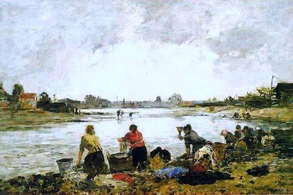 Eugene Boudin Lavadeiras nas margens do rio Touques